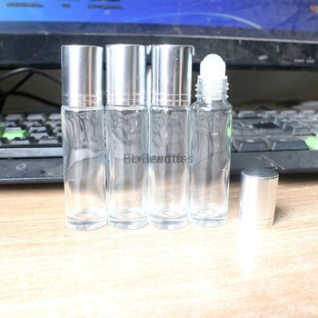 10 ml Cam parfüm Şişesi Üzerinde Rulo Buzlu uçucu yağ Şişeleri ile Cam Rulo Topu ve Gümüş Kap Ücretsiz Kargo