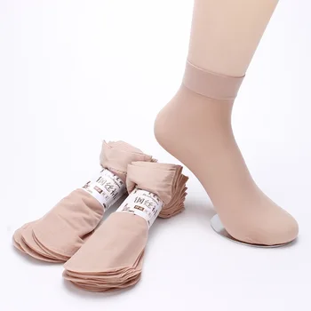 10 Çift / grup Ten Rengi Şeffaf Ince Kadın Kristal Ipek Çorap Naylon Moda Bayanlar Kadın Yaz Kısa Ayak Bileği Ipek Çorap Meias