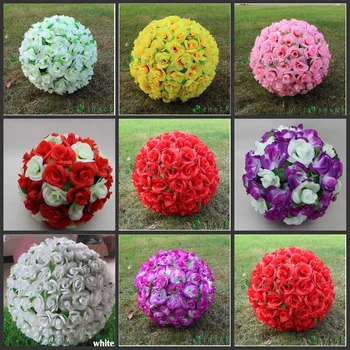 12 inç 30 CM Zarif Beyaz Yapay İpek Güller Çiçekler Öpüşme Topu Düğün Noel Süsler Parti Dekorasyon İçin 10 Renkler