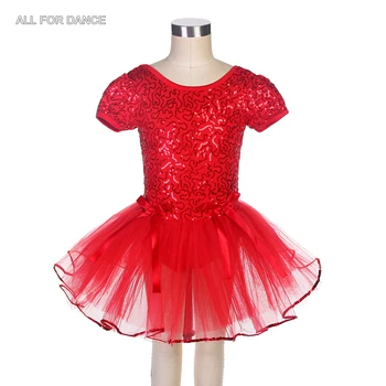 15247 Yeni Varış Kırmızı Pullu Korse Çocuk Bale Dans Kostümleri Çocuk Sahne Performansı Bale Dans Tutu