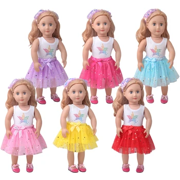 18 inç Kız oyuncak bebek giysileri Yıldız baskı elbise birçok renk amerikan oyuncak bebek etek yenidoğan bebek oyuncakları fit 43 cm Bebek bebek c919