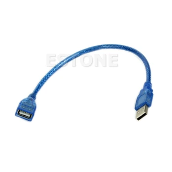 23cm Kısa USB 2.0 A Dişi Erkek Uzatma kablo kordonu Mavi