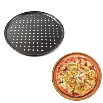 24.5/26/28/32 CM Karbon Çelik Yapışmaz Pizza fırın tepsisi ağ tepsi Plaka Yuvarlak Derin Çanak Pizza Pan tepsi kalıbı Bakeware Pişirme Aracı
