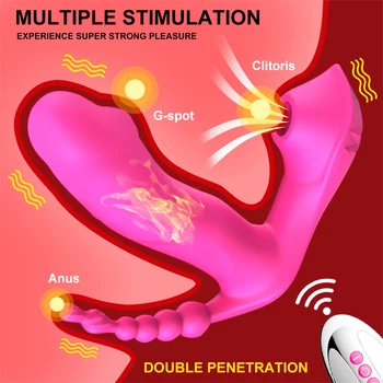 3 İN 1 Emme Vibratör 7 Modu Titreşimli Enayi Anal Vajina Klitoris Stimülatörü Giyilebilir Oral Emme Erotik Seks Oyuncakları Kadınlar için