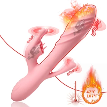 3 İn 1 Vajina G-spot klitoris Stimülatörü ısıtma yapay penis vibratör dil yalama 12 Frekans masajı Seks Oyuncakları kadınlar için
