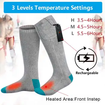 3 Seviye Ayarı Unisex Erkekler Kadınlar Ayak Sıcak Kış Elektrikli Isıtmalı Çorap İsıtıcı şarj edilebilir pil Açık Pamuk Spor