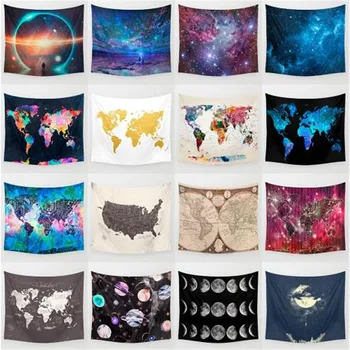 3D Dünya Haritası Cosmos Galaxy Polyester Duvar Goblen Ev Yaşam Dekor Uzay