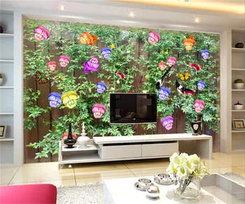 3D Güneydoğu Asya Özel Duvar Kağıdı Yeşil Yaprak Kırmızı Çiçek Arka Plan Duvar Dekoratif Boyama Çiçek Dükkanı Fotoğraf Duvar Kağıdı