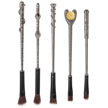 5 adet Harry Potter Sihirli Değnek Makyaj fırça setleri Profesyonel Yumuşak Fırça Kozmetik Araçları göz Farı pudra fondöten fırçası