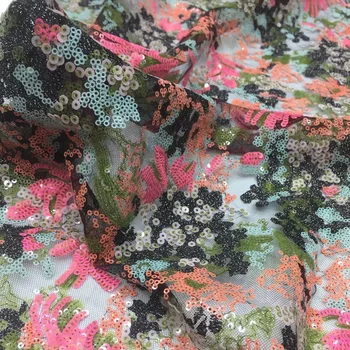 (5 yards / pc) yüksek kaliteli işlemeli Afrika tül dantel renkli pul Fransız net dantel kumaş için çekici elbise FSS010