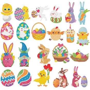 5D Elmas Boyama Çocuklar için Yaratıcılık DIY Sanat El Sanatları Elmas Boyama Yumurta ve Tavşan dekorasyon çıkartmaları Mücevher Sanat Kitleri
