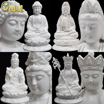 8 inç lotus Sam Batı Sam Avalokiteshvara Saha oturan Buda Ksitigarbha mahasthamaprapta Amitabha seramik