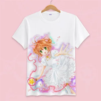 Card captor Sakura T-shirt Card Captor T Shirt Erkek Anime Tshirt Kawaii Kadın Tees Tops Özel Pamuklu giysiler Çiftler Hediye