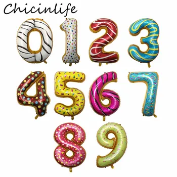 Chicinlife 1 Adet 42 inç Numarası Çörek Folyo Balon Mutlu Doğum Günü Partisi Dekoru Bebek Duş Çocuklar 1st 2nd Doğum Günü Çörek Parti Globos