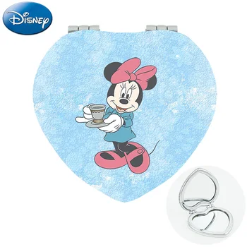 Disney Karikatür Mickey Minnie Fotoğrafları El Aynası Mavi Arka Plan Kalp Şeklinde Anime Çift Taraflı Espejo Hatıra MİK722