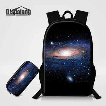 Dispalang Kadın Erkek Sırt Çantaları Galaxy Yıldız Evren Uzay Baskı Okul Çantası Kalem Kutusu Çantası Mochilas Feminina Ile Çocuklar Schoolbag