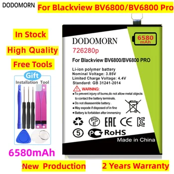 DODOMORN 726280p 6580mAh Lite Pil Blackview BV6800 / BV6800 Pro Cep Telefonu Yedek Yüksek Kalite + Takip Numarası
