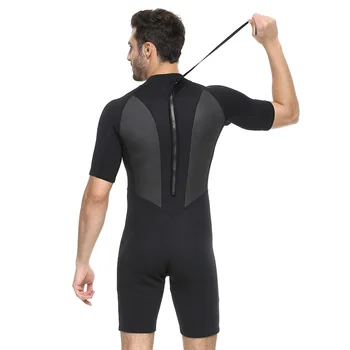 Erkek 2mm Shorty Wetsuit, Tam Vücut Kısa Kollu Geri Zip dalgıç kıyafeti Ön Zip Wetsuit Dalış Şnorkel Sörf Yüzme