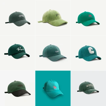 Erkek Bayanlar beyzbol şapkası Yeşil Kap Gençlik Öğrenci Vintage Snapback Şapka Kap Pamuk Moda Dekore Hip Hop beyzbol şapkası