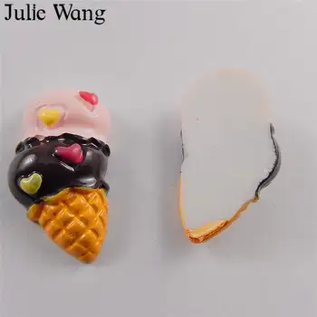 Julie Wang 6 adet Flatback Reçine Renkli Dondurma Cabochons Charm Kolye Takı Yapımı Aksesuar Dekorasyon Bulguları