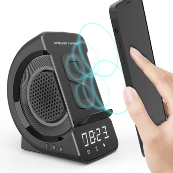 Kablosuz Şarj bluetooth hoparlör İle dijital ekran ekran alarmı Saat Cep Telefonu Şarj Çok Fonksiyonlu Müzik Çalar