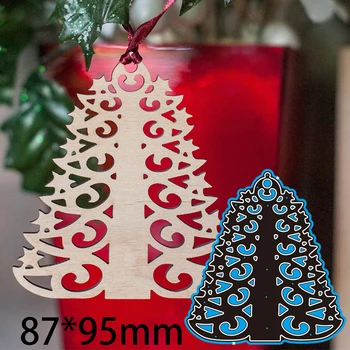 Kesme Ölür Hollow Noel Ağacı Desen Yıldız Stencil Craft Karalama Defteri Pullar Ölür Kabartma Kağıt Hediye Kartı 87 * 95mm