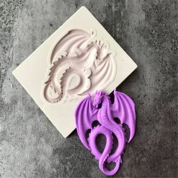 Komik Hayvan Kek Kalıpları 3D Ejderha Şekilli Çikolata Dekor Pişirme Kalıpları Bisküvi Pasta Silikon Kalıpları 3
