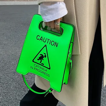 Kız Crossbody Çanta CreYoungative Dikkat Harfler İşareti Çanta Sevimli Floresan Renk omuz çantaları Kadınlar İçin 2022 Manşonlar