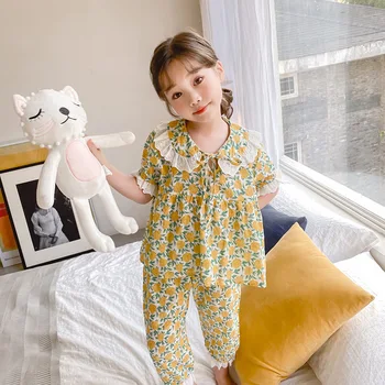 Kız Erkek Pijama Takım Elbise Çocuklar Bebek 2021 Çiçek Bahar Yaz Gece Kıyafetleri Gecelikler Pijama Pijama Setleri Çocuk Giyim