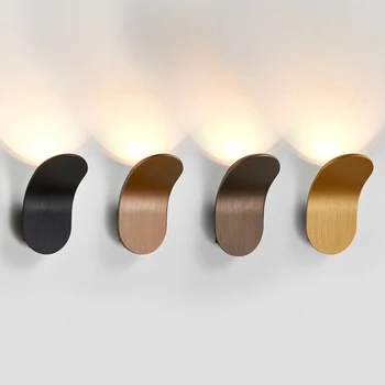 LED Modern Duvar Lambası Fırçalanmış Bronz Altın Alüminyum Duvar Lambası Yatak Odası Başucu Çalışması Banyo Koridor Merdiven Boşluğu Duvar lambası aydınlatma