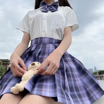 Okul Kız Üniforma Seksi 17 Renk Jk Cosplay Seifuku Denizci Öğrenci Kız Ekose Pilili Etek Japon okul üniforması Kadın Elbise