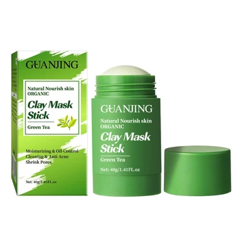 Q1QD Yeşil Çay Temizleme Maskesi Arındırıcı Kil Sopa Maskesi Yağ Kontrolü Cilt Bakımı 40g