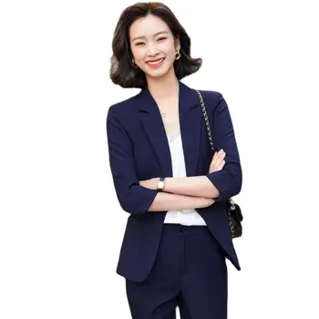 S-4XL 2021 kadın ceketi Yarım Kollu Mavi Ceket OL Stilleri Yaz Blazers Ceketler Kadınlar Bayanlar için Ofis Blazer Dış Giyim Tops