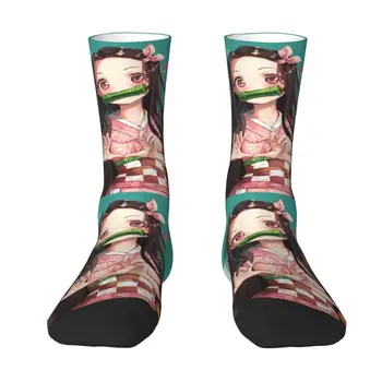 Sevimli Nezuko Kamado iblis avcısı Kimetsu Hiçbir Yaiba Nezuko Kamado Çorap Kadın Erkek Sıcak 3D Baskılı Futbol spor çorapları