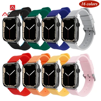 Silikon Kayış Apple Watch iwatch için 7 6 5 4 3 2 SE 41mm 45mm 38mm 42mm 40mm 44mm Erkekler Kadınlar Renkli Yumuşak Değiştirin Bilezik Band