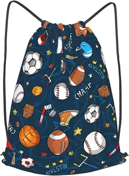 Siyah Beyzbol Spor büzgülü sırt çantası ipli çantalar Erkekler Gençler için Erkek Katlanır Su Geçirmez Alışveriş Spor Plaj Yüzme