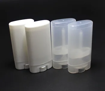 Sıcak Satış 50 Adet Boş Oval Dudak krem tüpü Plastik Beyaz Katı Parfüm Deodorant Kapları Taşınabilir Makyaj ruj tüpleri Kapaklı