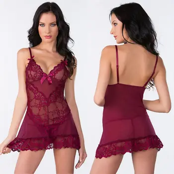 Sıcak satış Seksi Kadın Dantel İç Çamaşırı Erotik Kıyafeti İç Çamaşırı G-string Babydoll Pijama Elbise Babydoll Kostümleri