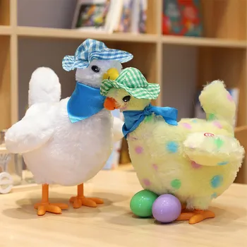 Tavuk Döşeme Yumurta Peluş Sihirli Tavuk doldurulmuş oyuncak Elektrikli Müzik Dans Çocuklar Hediye Komik Biyolojik Eğitici Çocuklar Mevcut Hediye