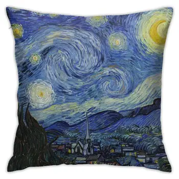 Van Gogh Yıldızlı Gece Sanat Atmak Yastık Örtüsü Dekoratif Yastık Kılıfı Kare Yastık Kılıfı için Kanepe Yatak Odası Araba 18x18 İnç