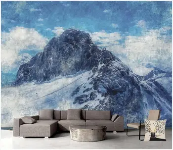 WDBH Özel fotoğraf 3d duvar kağıdı Mavi modern kar dağlar arka plan ev dekor oturma odası duvar kağıdı duvarlar için 3 d