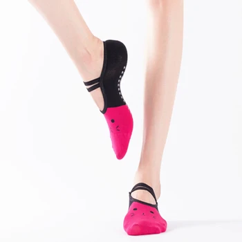 Yeni Kitty Kadın Yoga spor çoraplar Kadın Spor fitness pilates Crossfit Anti Kayma Çorap Bale Dans Backless Askı Çorap Silikon