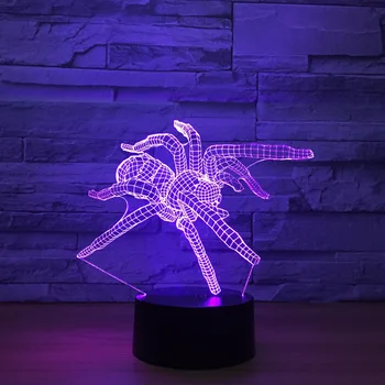 Örümcek Modeli 3d Led lamba Uzaktan dokunmatik anahtarı 7 renk değişimi uyku ışık Luminaria De Mesa Led 3D Gece Lambası çocuk oyuncak Hediye