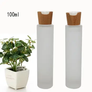 ücretsiz kargo 100 ml 10 adet/grup buzlu cam saf çiğ/elite sıvı kozmetik şişeleri ile bambu basın kapak