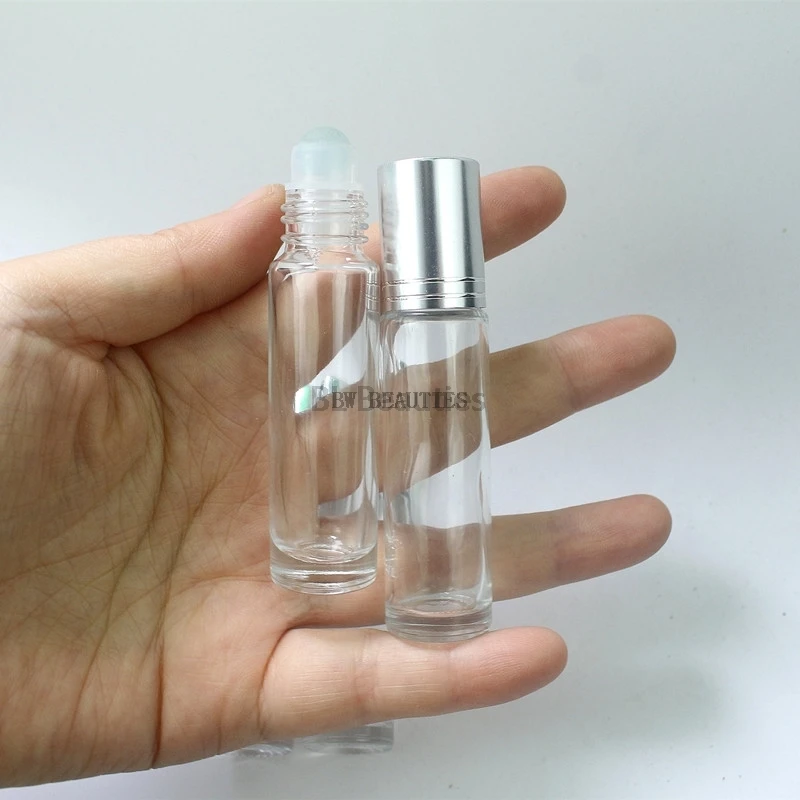 10 ml Cam parfüm Şişesi Üzerinde Rulo Buzlu uçucu yağ Şişeleri ile Cam Rulo Topu ve Gümüş Kap Ücretsiz Kargo Görüntü 3