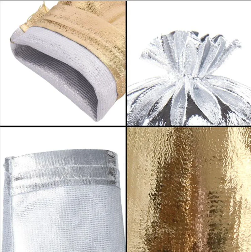 100 Özel logo baskı Küçük Takı Ambalaj Gümüş Altın Folyo Kumaş İpli Çanta Düğün Makyaj ambalaj hediye keseleri Torbalar Görüntü 4