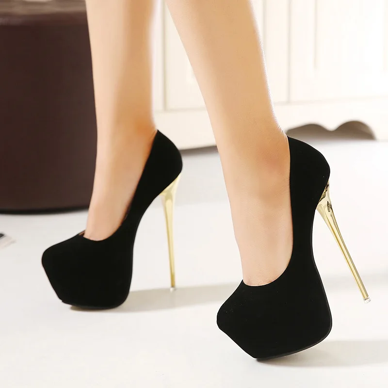 16cm Yüksek Topuklu seksi ayakkabılar Platformu Topuklu Boyutu 10 Pompaları Elbise Kadın Kırmızı Siyah Gece Kulübü Striptizci Topuklu parti ayakkabıları kadınlar için Görüntü 5