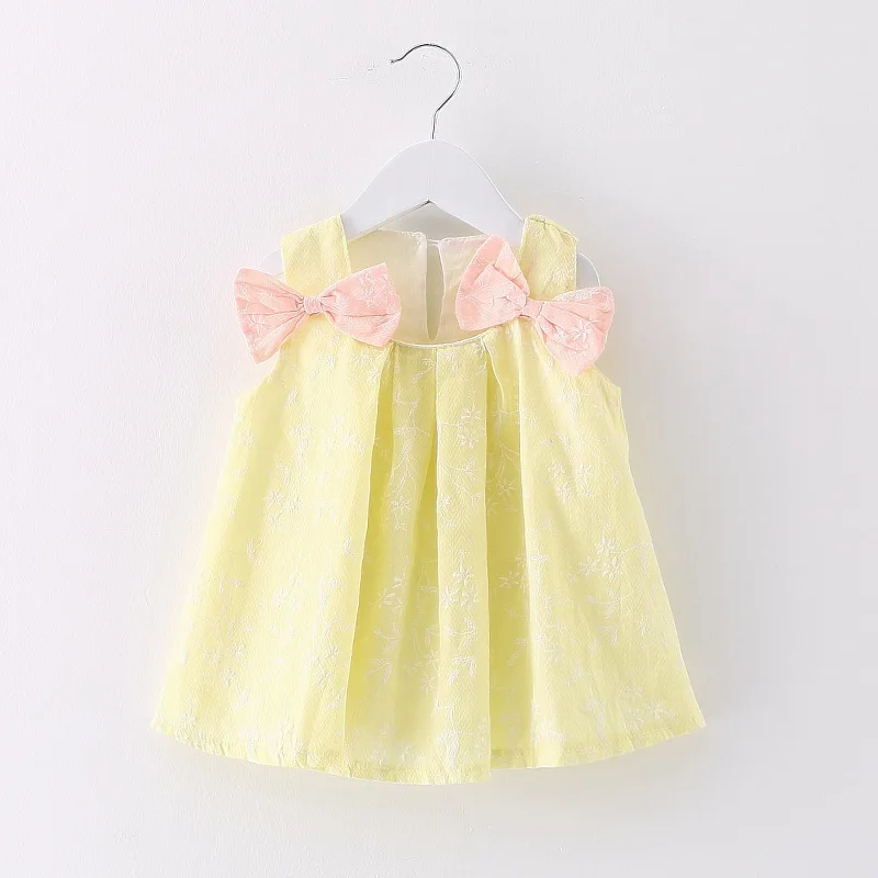 2019 Bebekler Bebek Elbise Yay Işlemeli Kız Elbise Kız Bebek Giysileri çocuk Küçük Prenses Serisi Pamuk Konfor Görüntü 1