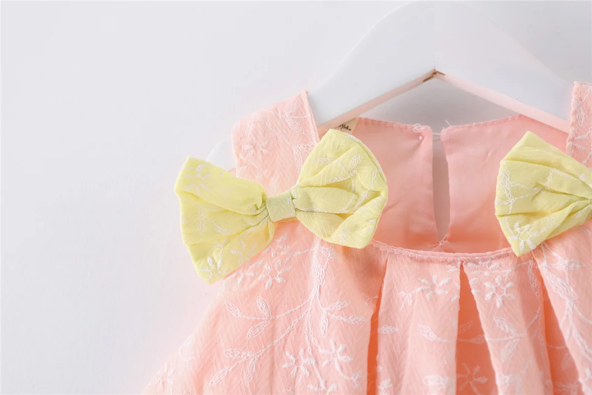 2019 Bebekler Bebek Elbise Yay Işlemeli Kız Elbise Kız Bebek Giysileri çocuk Küçük Prenses Serisi Pamuk Konfor Görüntü 3