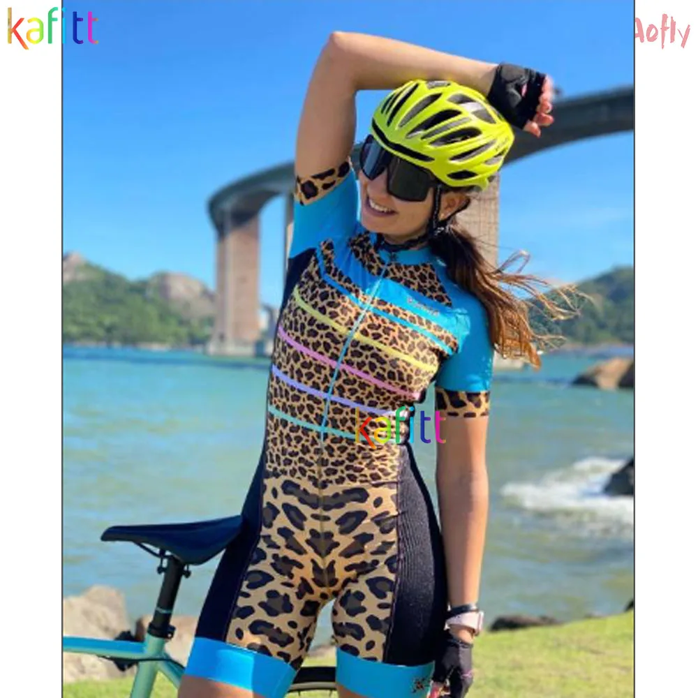 2021 KAFİTT kadın Triatlon Kısa Kollu Bisiklet Jersey Setleri Skinsuit Maillot Ropa Ciclismo bisikletçi giysisi Git Pro Tulum Görüntü 0
